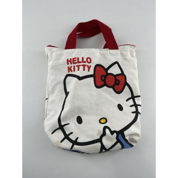 Hello Kitty Cute White Picnic Box Kids School Tote Handbag Zipper Gift Lunch Bag - Picture 5 of 10